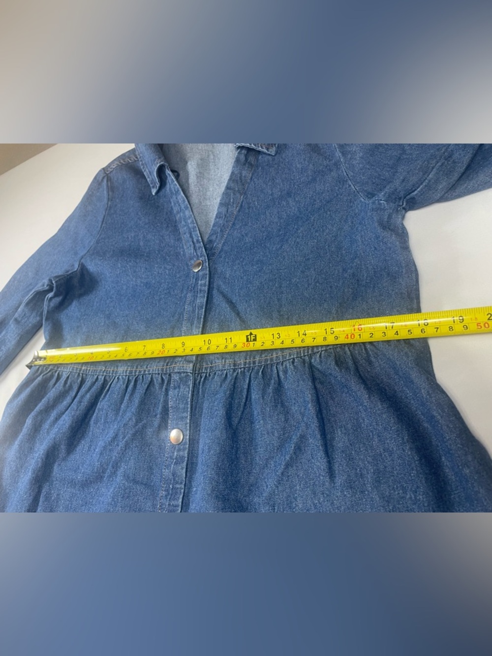 Zara Blue Denim Button-Down Tiered Mini Dress - Picture 6 of 10